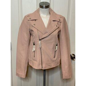 Pistola Nicolette Mellow Rose Light Pink Faux Leather Moto Jacket, Size S, NWT!